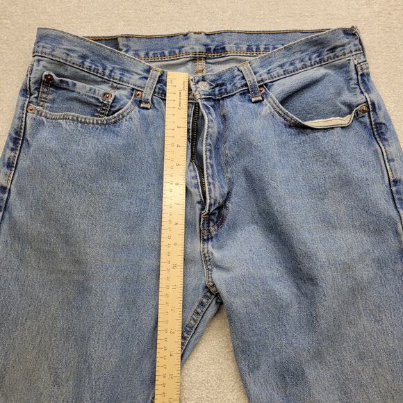 Levi’s 505 Men’s Jeans 36x30 Light Distressed Blue Denim Straight Leg Workwear - Picture 4 of 8